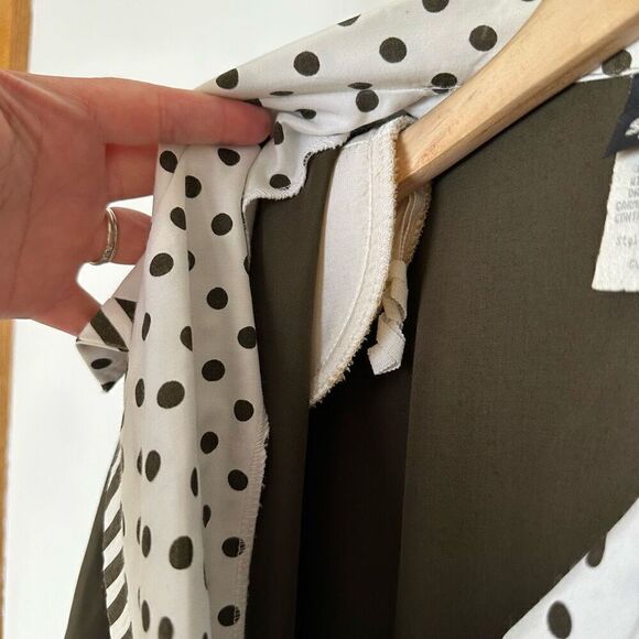 Knapp Studio Vintage Mod 1970s Women’s Olive Double Breasted Polka Dot Contrasti - Picture 11 of 12